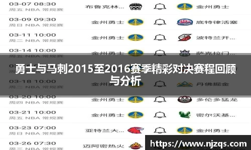 勇士与马刺2015至2016赛季精彩对决赛程回顾与分析